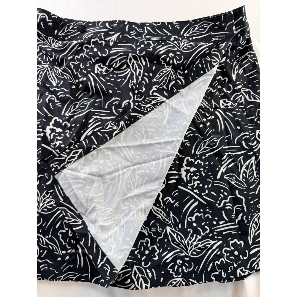 Charles Paige Black White Floral Adjustable Casual Mini Skirt S/M - Picture 3 of 9